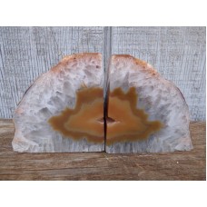 Natural Brown Agate Geode Bookends, Crystal, Decor, 3 lbs, Handmade, Rock, Stone   273381610357